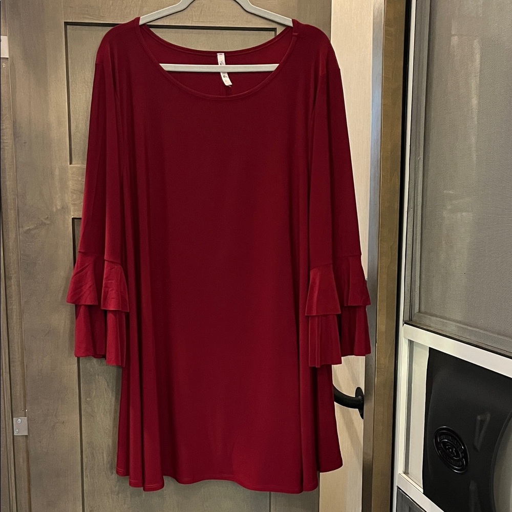 Elegant Red Ruffle Sleeve Top
